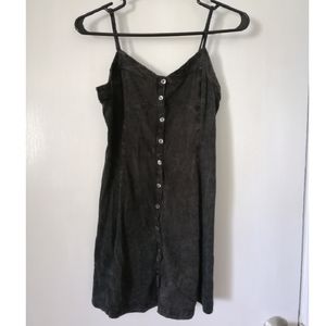 Black washed out button up dress